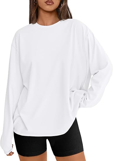 Oversized Crewneck Sweater -Effortless Luxe Oversized Crewneck — Relaxed Long Sleeve Tee for Women