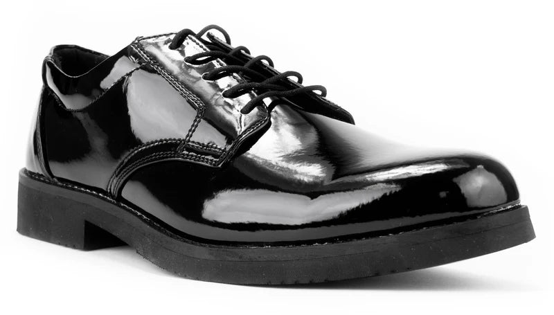Men’s Hi-Gloss Oxford Dress Shoes – Slip-Resistant PU Sole, Cushioned Interior, High-Shine Formal Duty Shoes for Security & Uniform Wear